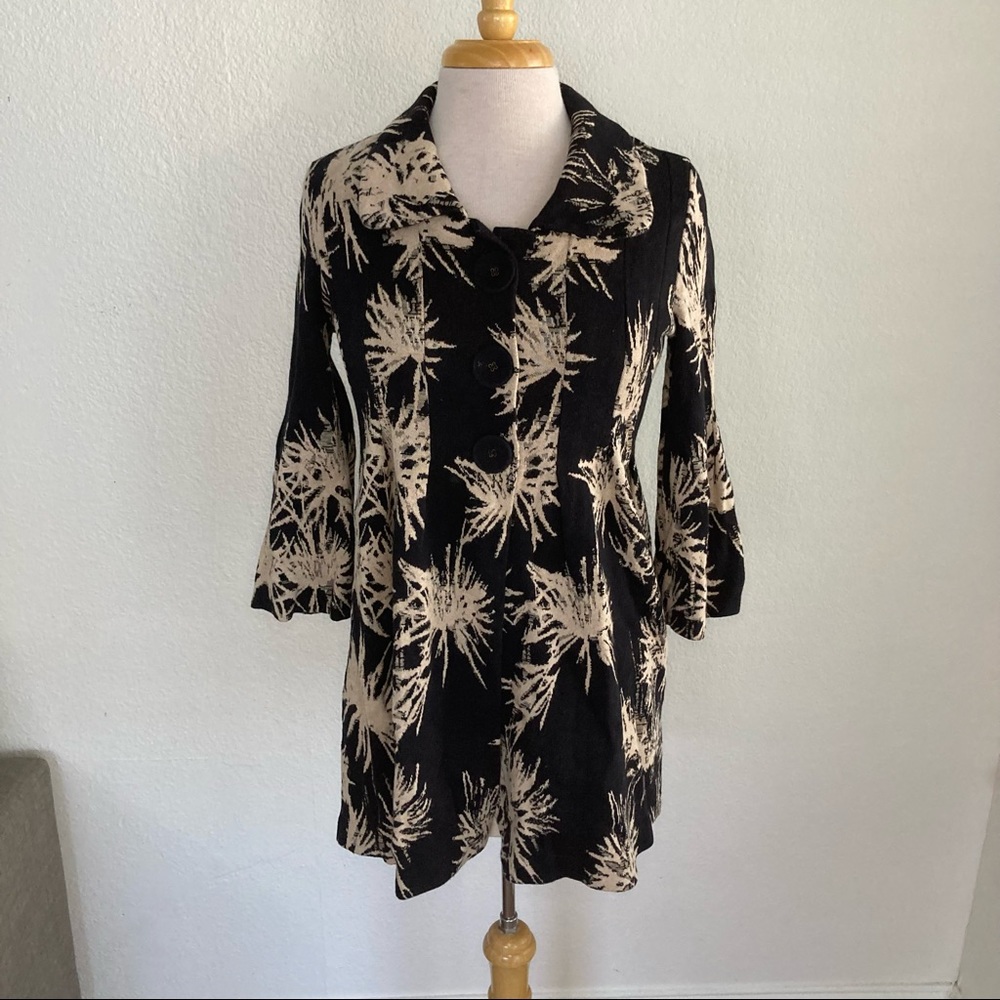 Nic + Zoe floral bell sleeve sweater cardigan cotton stretch warm fall